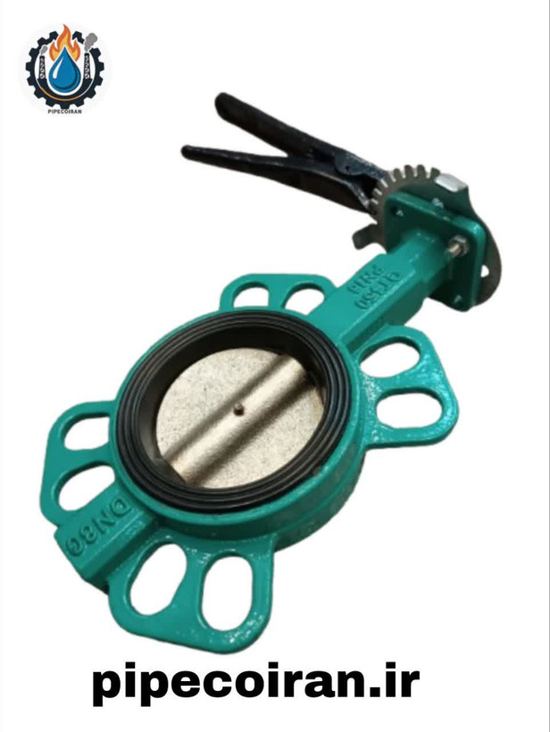 شیر پروانهای چدنی با دیسک استیل ضدزنگ 304 و مکانیزم اهرمی کنترل جریان، برند STAR.