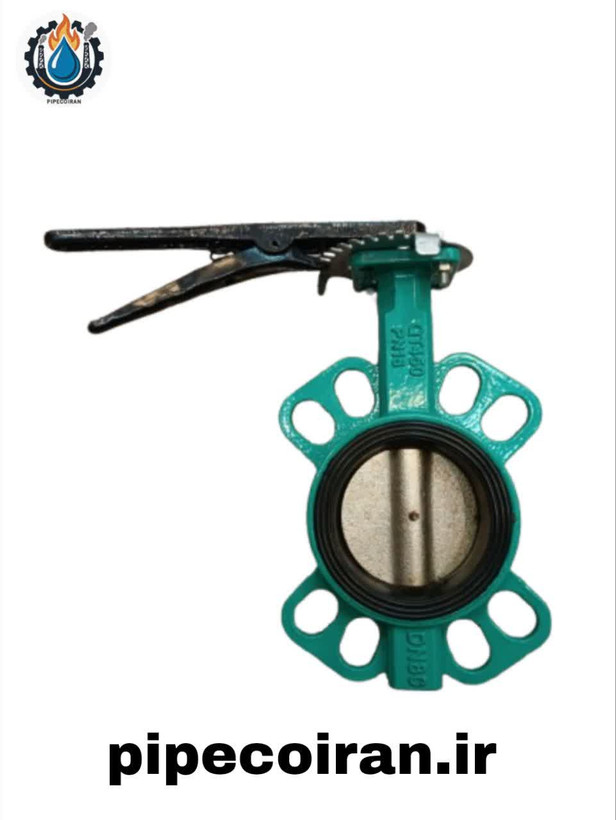 شیر پروانهای چدنی با دیسک استیل ضدزنگ 304 و مکانیزم اهرمی کنترل جریان، برند STAR.