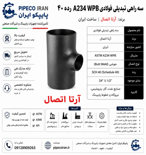 سراه تبدیلی فولادی آرتا A234 WPB ساخت ایران