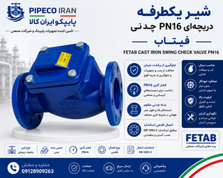 شیر یکطرفه دریچهای چدنی فیتاب PN16 فلنجی | جلوگیری از برگشت جریان | پایپکو ایران کالا